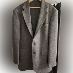 Robert Stock Signature Gray Herringbone Wool Blazer – Classic Tailored Fit